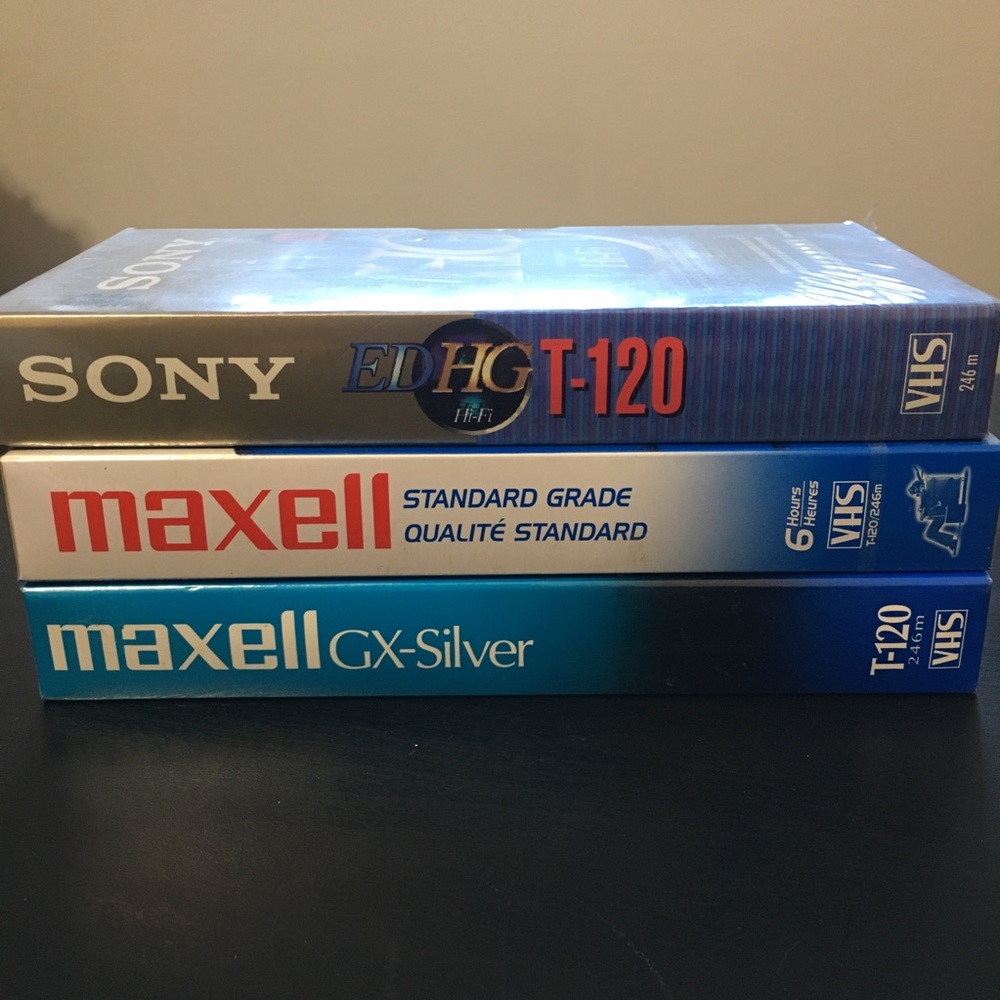 BLANK VHS TAPES-Lot of 3 NWOT 2 MAXELL, 1 SONY